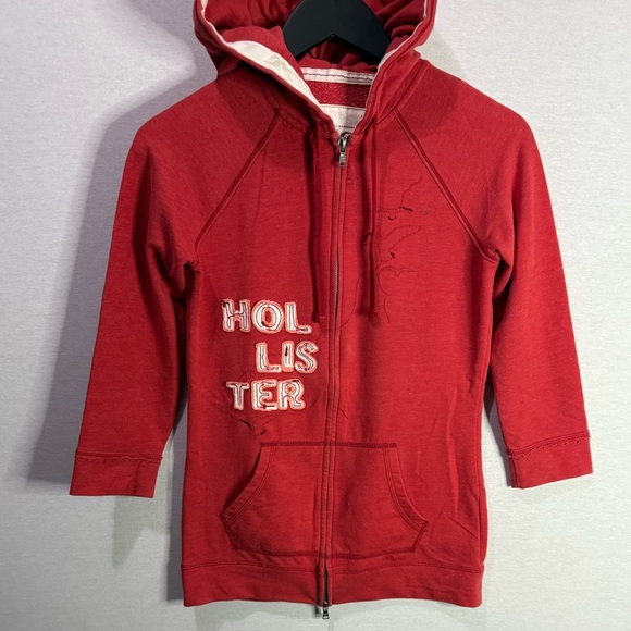 HOLLISTER Vintage Red Zip Up Hoodie - Picture 3 of 6
